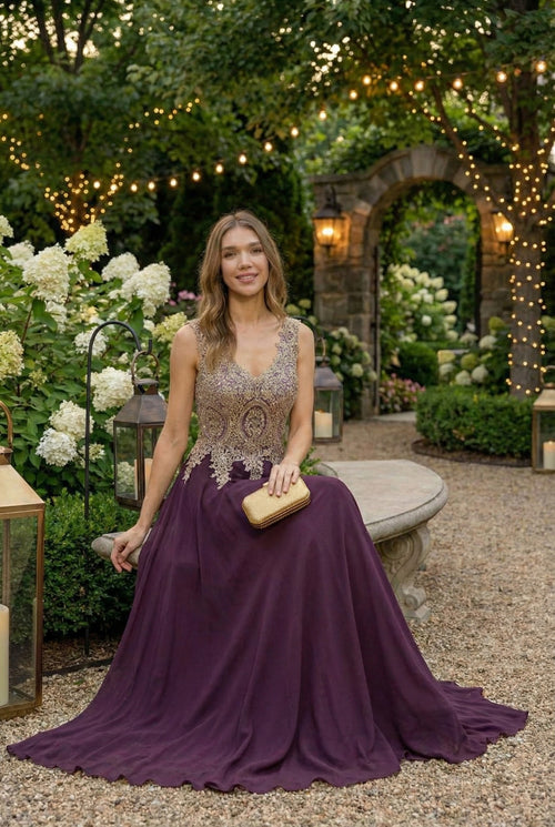 Embroidered Chiffon Dress by Elizabeth K GL2311