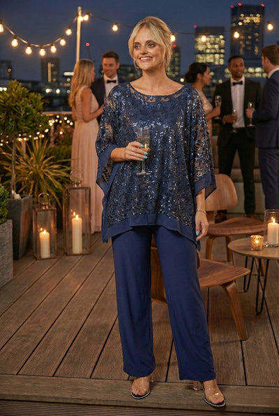 Eva USA 3443 Long Formal Cape Pant Set for Grandmother of the Bride