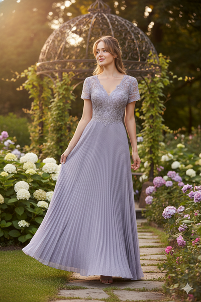 Lenovia 8139 Short Sleeve Mother Of The Bride Gown-New Collection