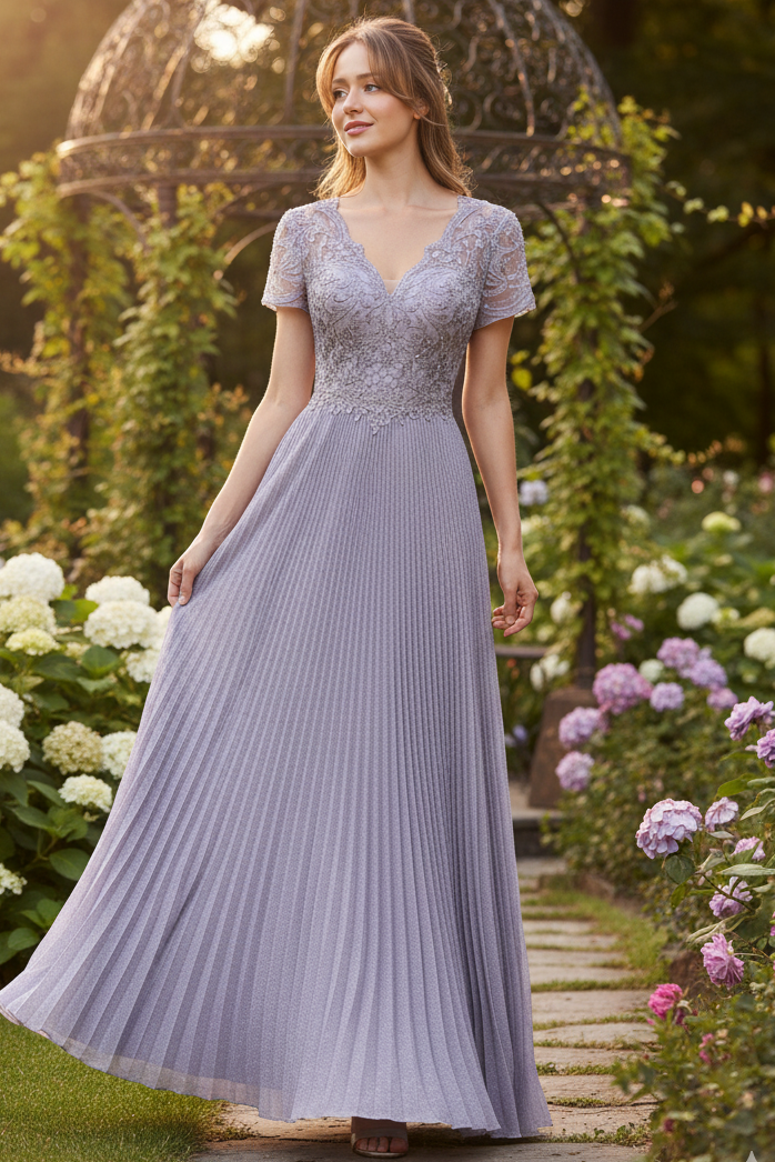 Lenovia 8139 Short Sleeve Mother Of The Bride Gown-New Collection