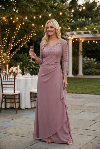 Clearance Burgundy Size 2XL V-Neck Long Lace Gown Mother of the Groom Dress By Eva USA 3451