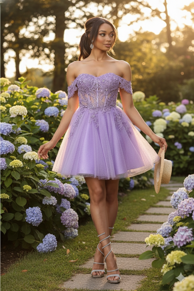 May Queen MQ2080 Sweetheart Leafy Corset A-Line Short Hoco Dress