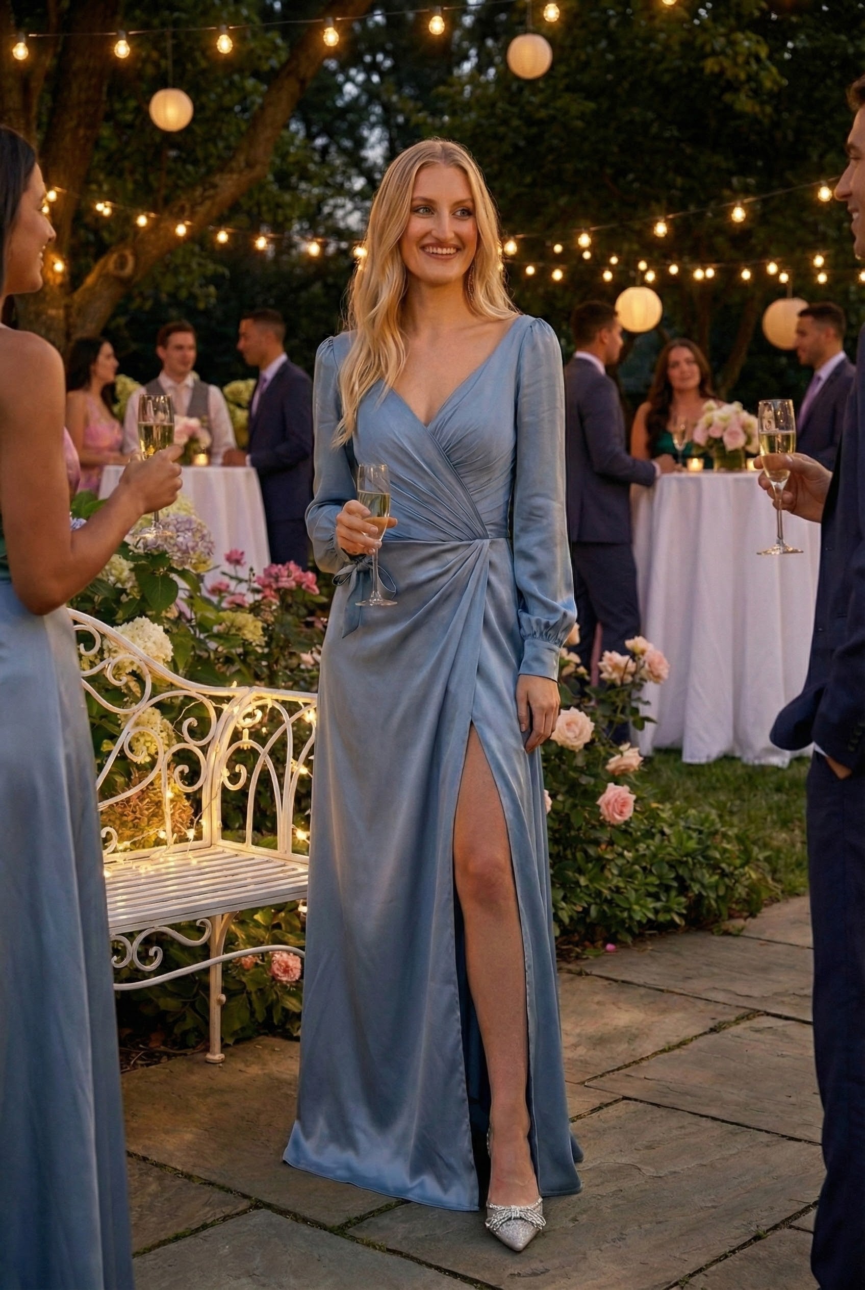 Kentucky Derby Dress Race Outfit in Dusty Blue by May Queen MQ1974