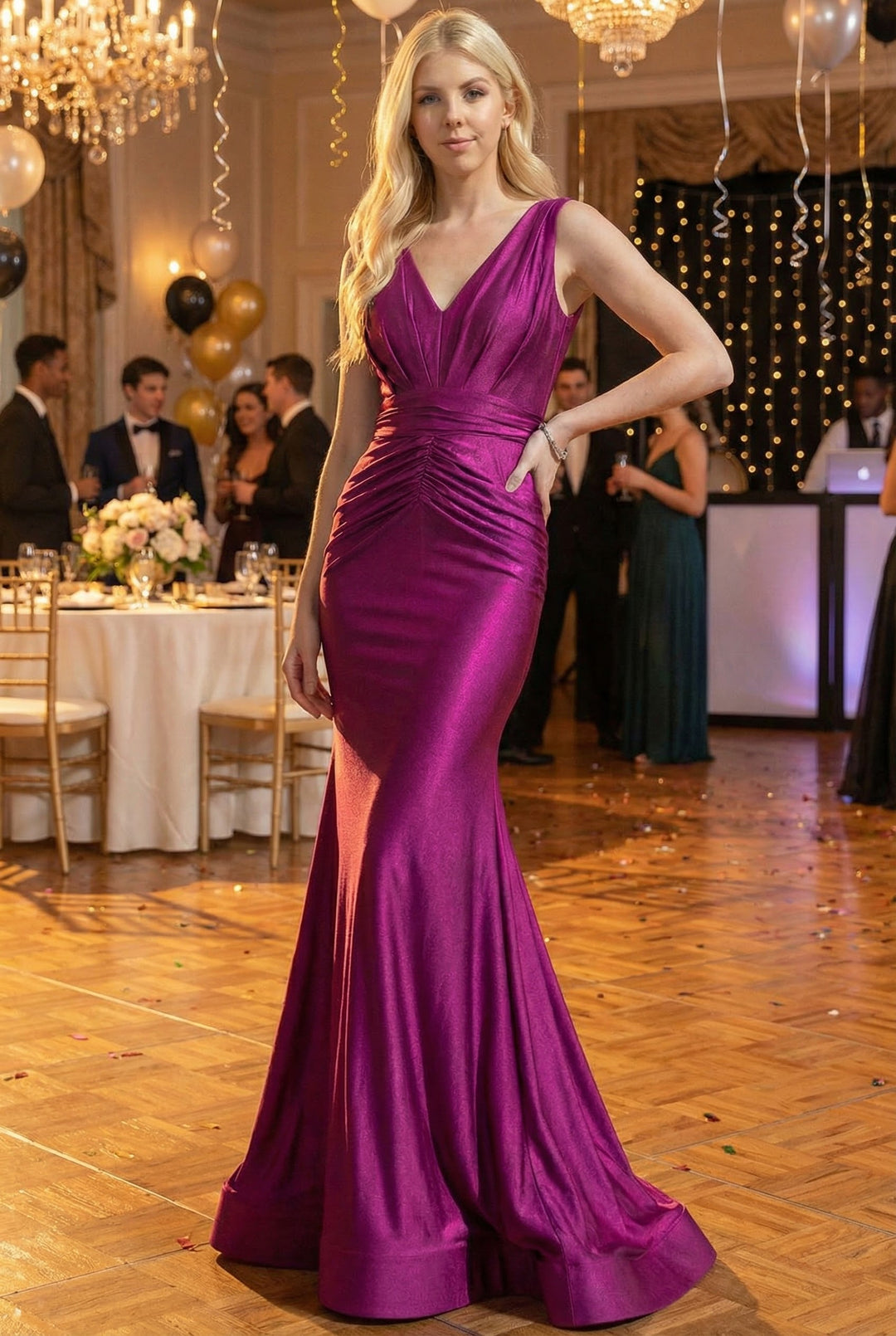 Magenta Bridesmaid Dresses-Inexpensive Amelia Couture 370 Bodycon