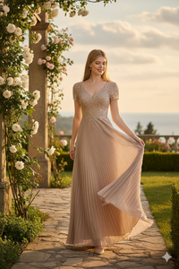 Lenovia 8139 Short Sleeve Mother Of The Bride Gown-New Collection