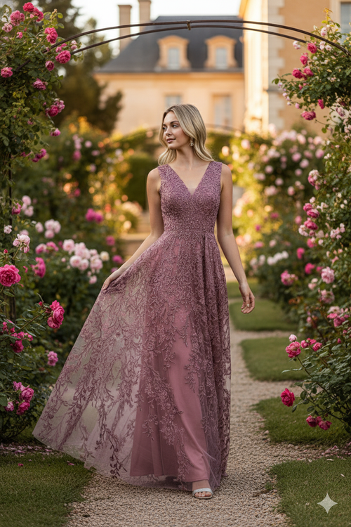 Formal Dress Long V-Neck Sleeveless A-Line Gown By Lenovia 8337-New Collection