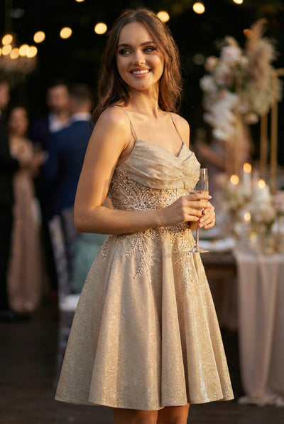 Glitter Satin Corset Short Homecoming Dress