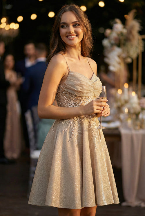 Glitter Satin Corset Short Homecoming Dress