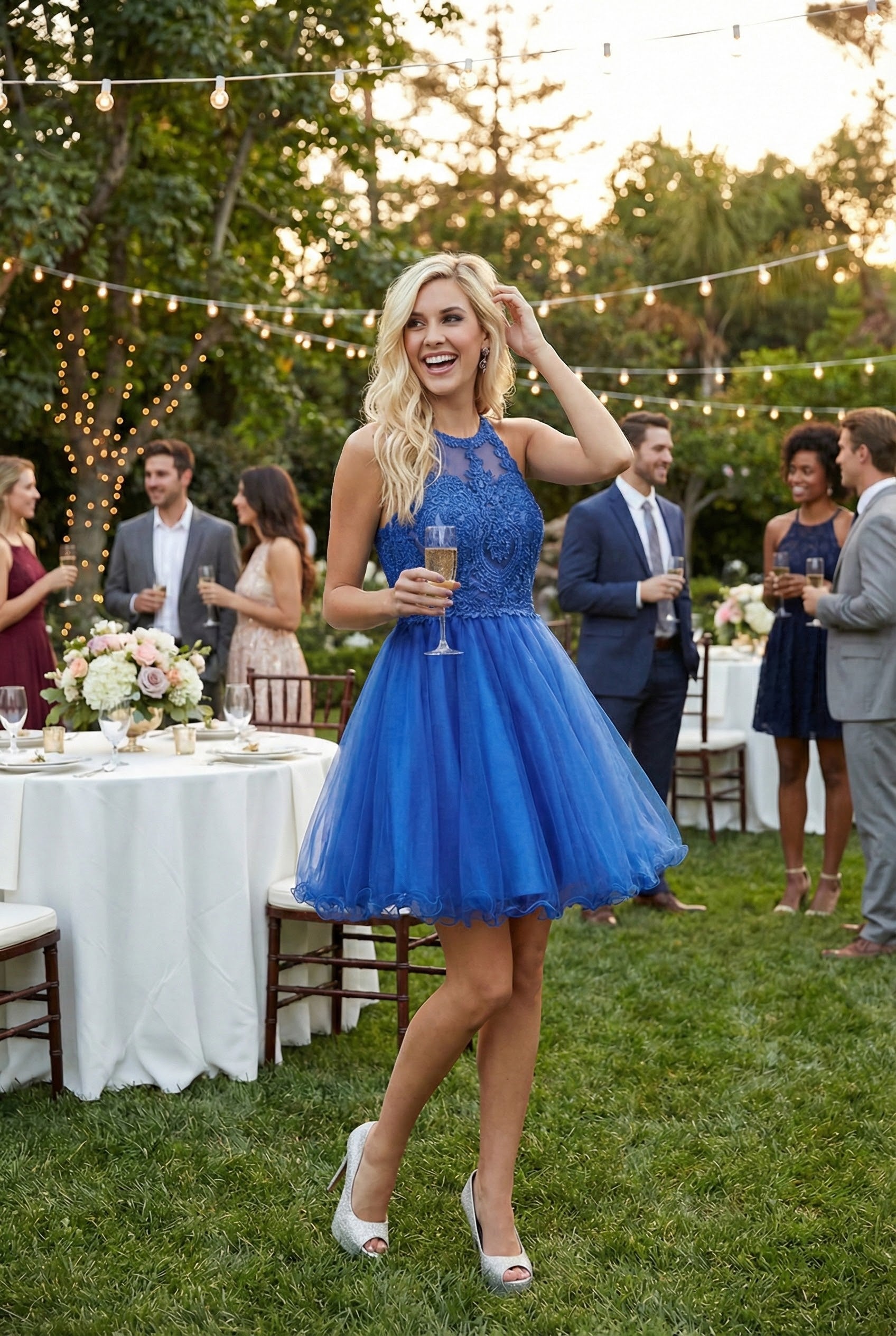 May Queen MQ1643 A Line Embroidered Graduation Short Party Dress