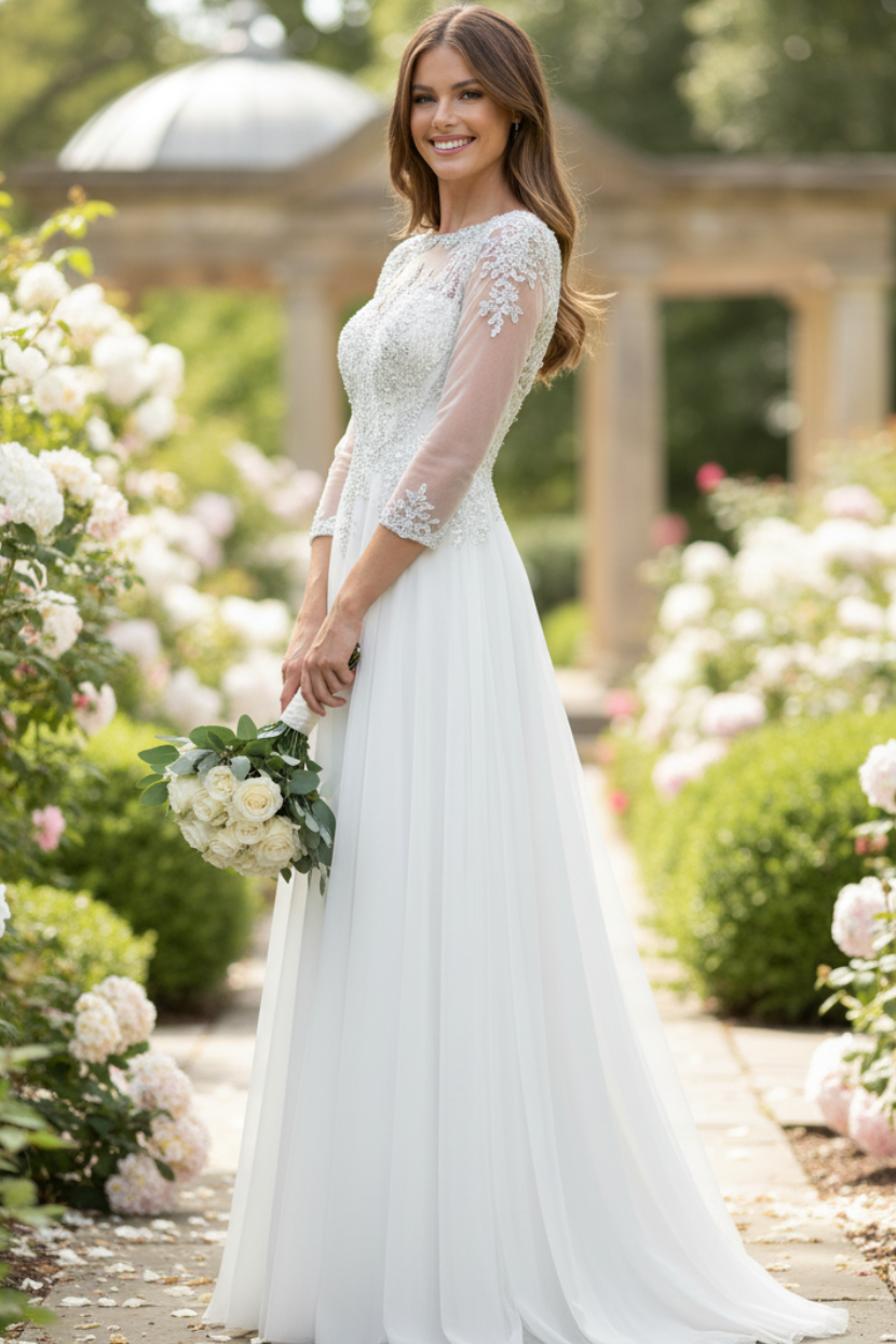 Lenovia 8171 Embroidered 3/4 Sleeve Gown For Mother Of The Bride