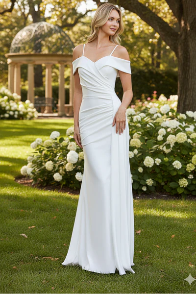 Wedding Dress Off The Shoulder Pleated Engagement Gown