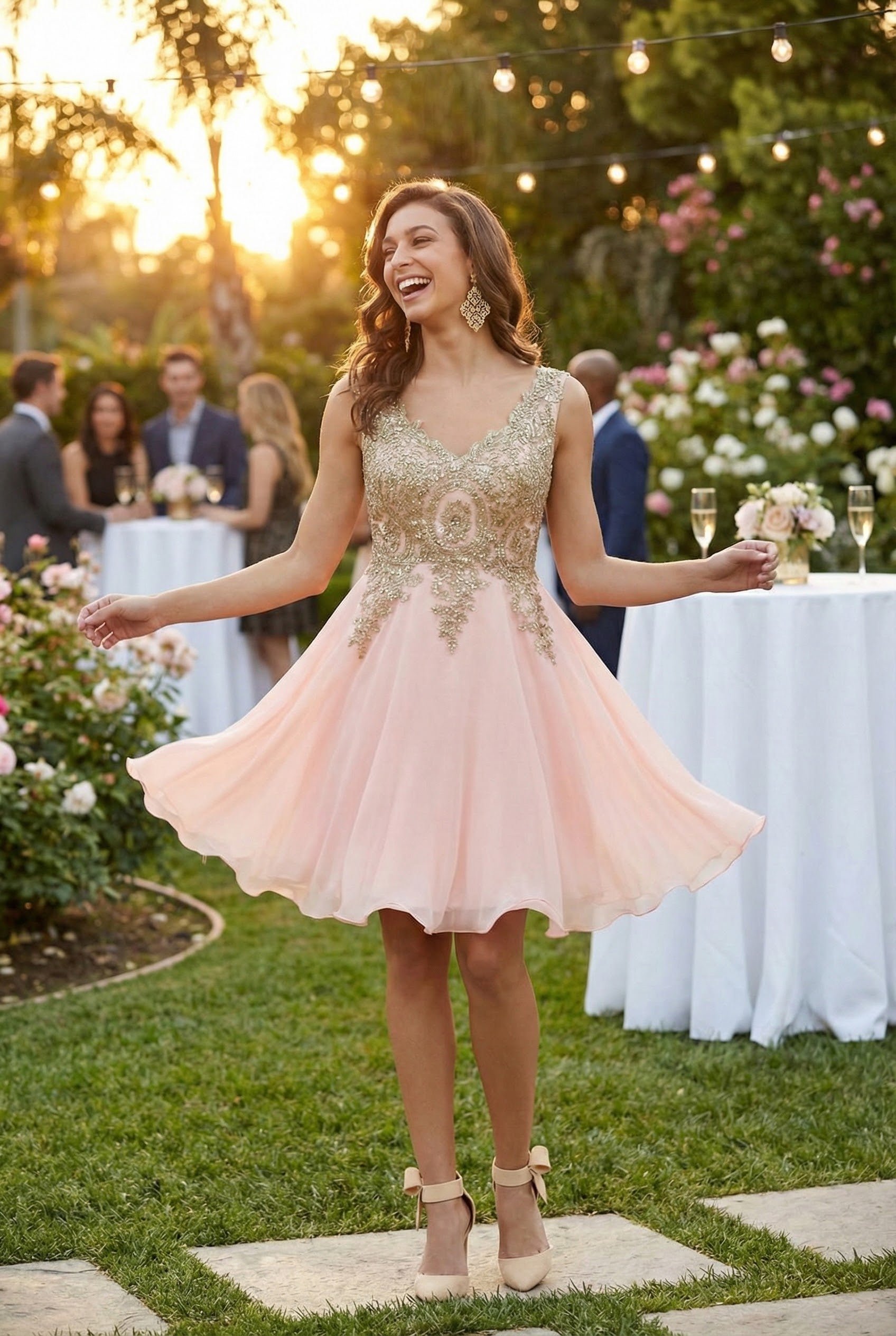 May Queen MQ1417 Embellished A Line Graduation Cocktail Dress