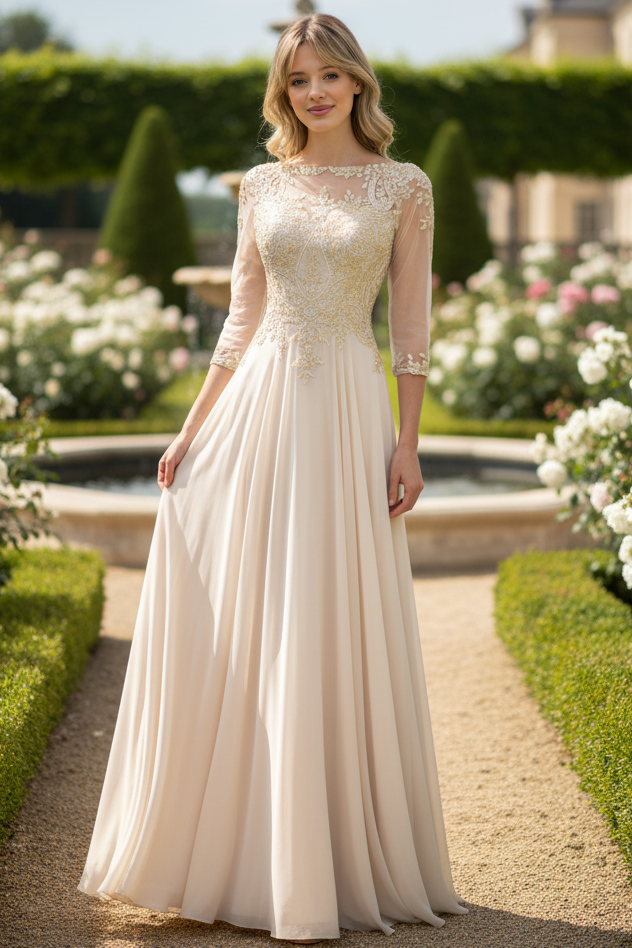 Lenovia 8171 Embroidered 3/4 Sleeve Gown For Mother Of The Bride