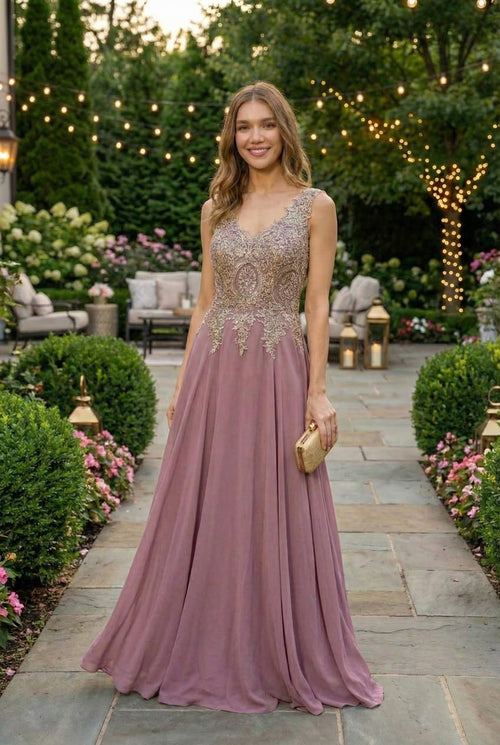 Embroidered Chiffon Dress by Elizabeth K GL2311