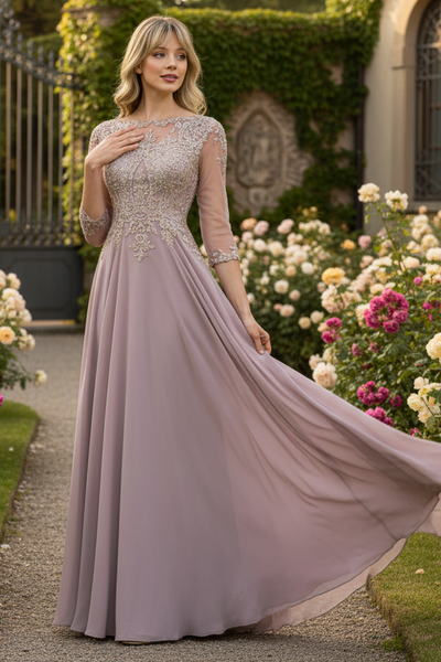 Clearance Burgundy Size S Mother Of The Bride 3/4 Sleeve Modest Evening Gown By Lenovia 8171