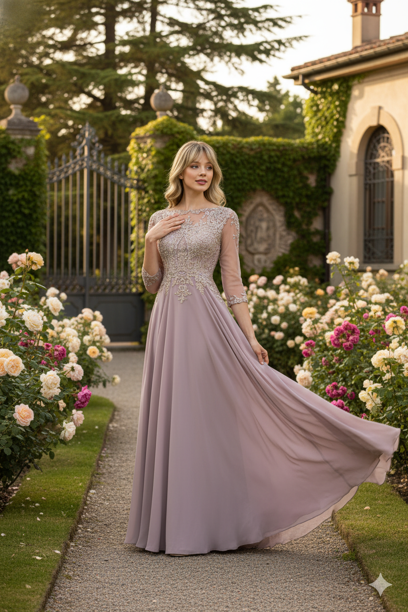 Lenovia 8171 Embroidered 3/4 Sleeve Gown For Mother Of The Bride