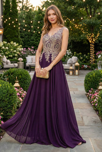 Embroidered Chiffon Dress by Elizabeth K GL2311