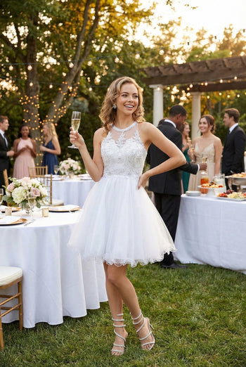 May Queen MQ1643 A Line Embroidered Graduation Short Party Dress