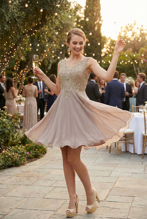 May Queen MQ1417 Embellished A Line Graduation Cocktail Dress