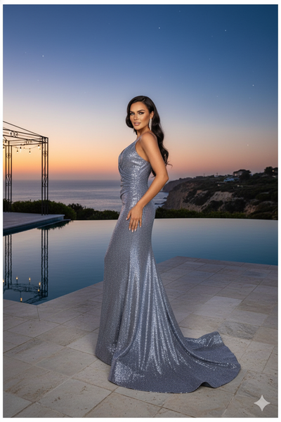 Terani Couture 2011P1032 Sophisticated Elegant Prom Evening Wine Formal Metallic Dress