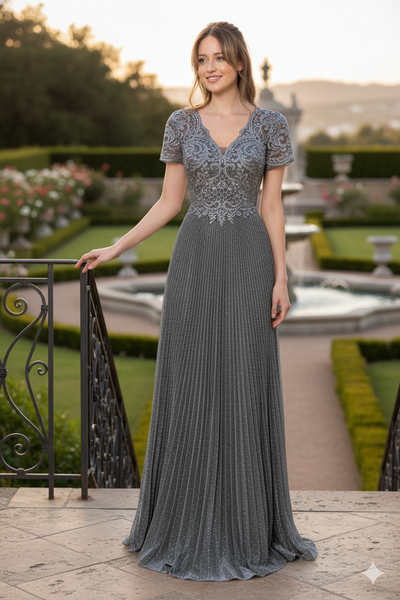 Lenovia 8139 Short Sleeve Mother Of The Bride Gown-New Collection