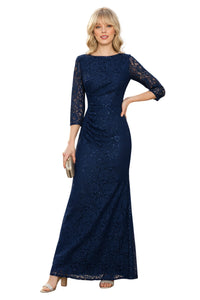 Vestido formal para madre de la novia Lenovia 5239 de encaje modesto con mangas 3/4 - Nueva colección