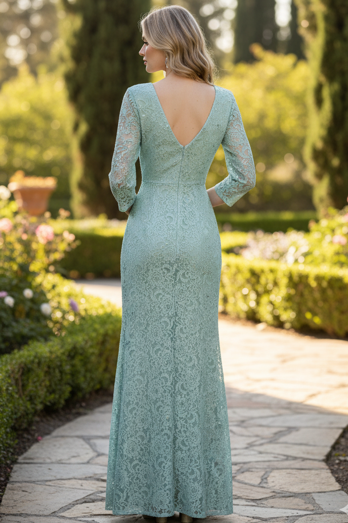 Lenovia 5239 Modest Lace 3/4 Sleeve Mother of the Bride Formal Gown-New Collection