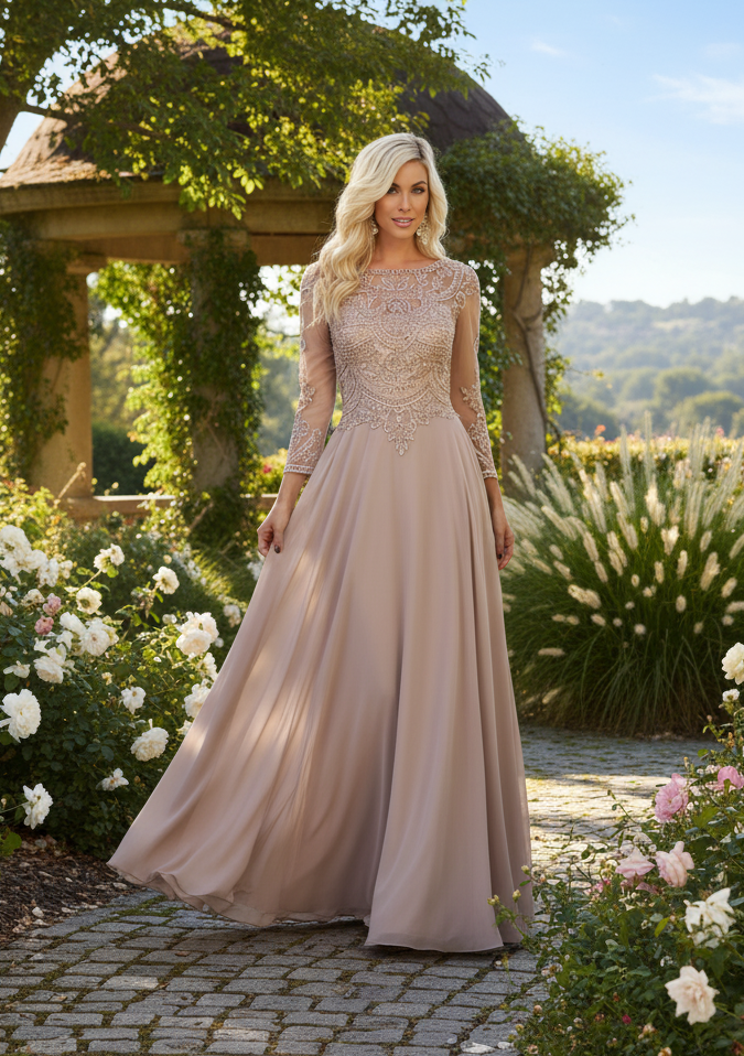 Formal Dress Shops Inc FDS1615 Long Sleeve Mother of THE Bride Gown