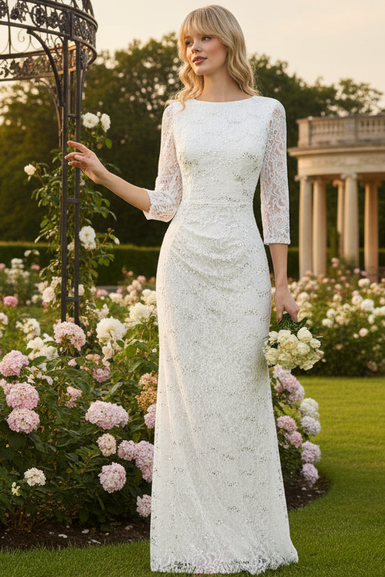 Lenovia 5239 Modest Lace 3/4 Sleeve Mother of the Bride Formal Gown-New Collection