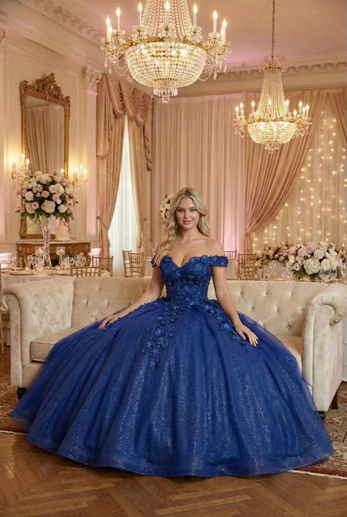 Layla K LK154 Off Shoulder Floral Applique Quinceanera Ball Gown