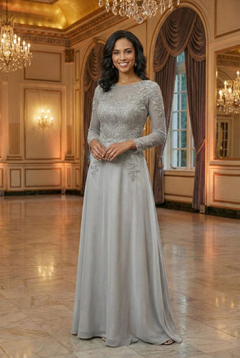 3/4 Sleeve Mother of the Bride Dress Embroidered Modern Evening Gown