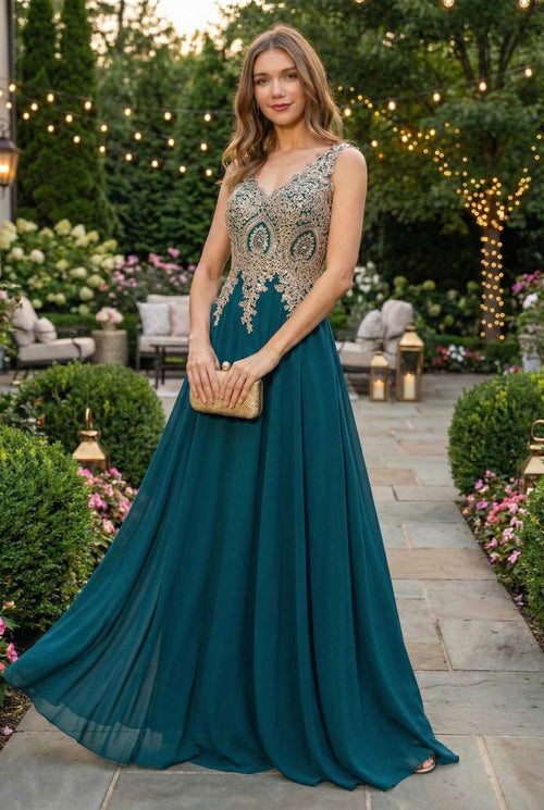 Embroidered Chiffon Dress by Elizabeth K GL2311