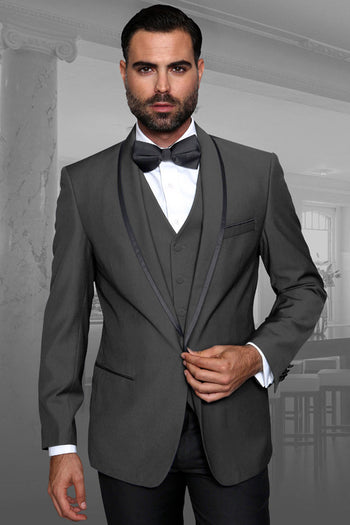 Men's Charcoal Grey Vested Shawl Tuxedo