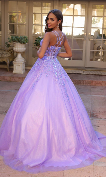Vestido de fiesta de tul con purpurina brillante H1271