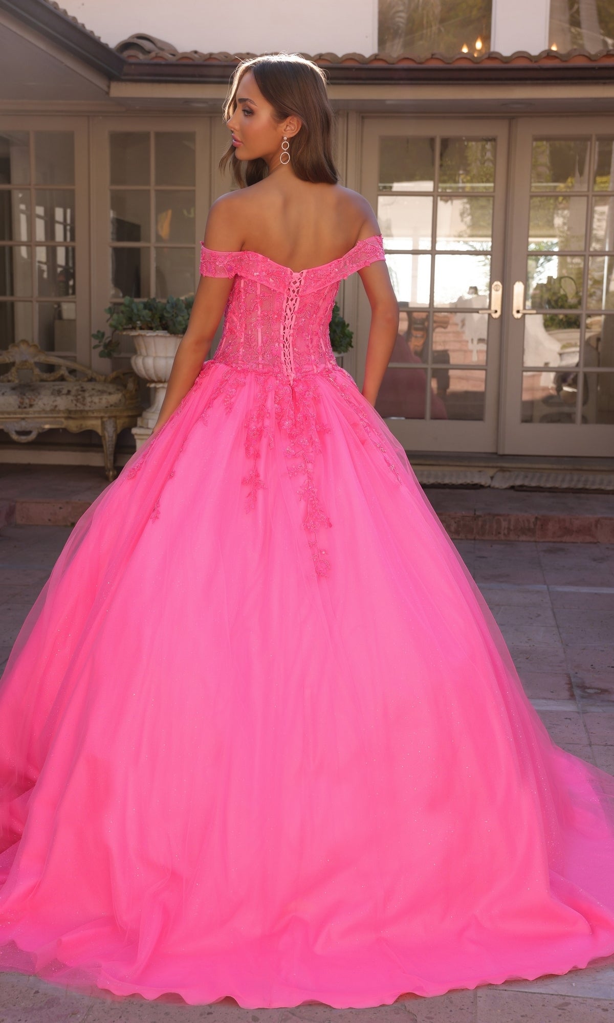 Elegante vestido de fiesta largo H1349 con hombros descubiertos