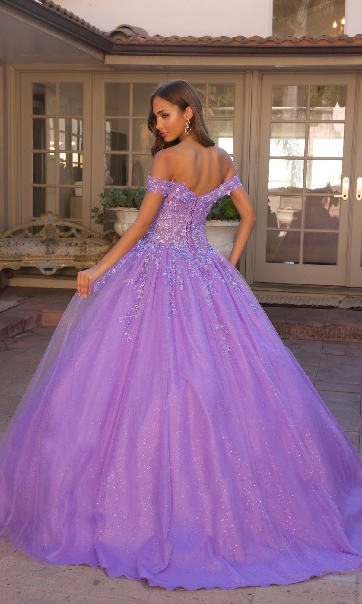 Elegante vestido de fiesta largo H1349 con hombros descubiertos