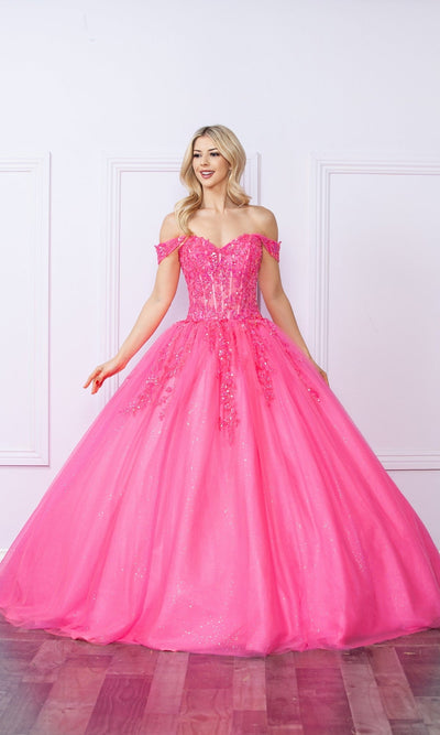 Nox Anabel H1349 Elegant Long Prom Ball Gown with Off-the-Shoulder