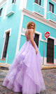 Vestido de fiesta largo con capas y cordones – H1351