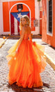 Vestido de fiesta largo con capas y cordones – H1351