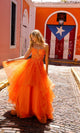 Vestido de fiesta largo con capas y cordones – H1351