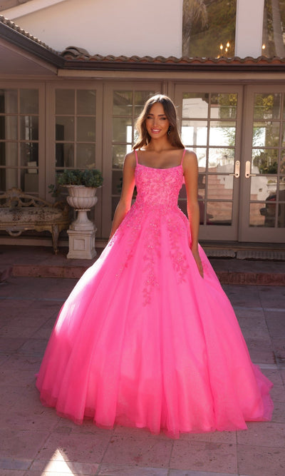 Nox Anabel H1352 Off-the-Shoulder Lace-Up Long Prom Ball Gown