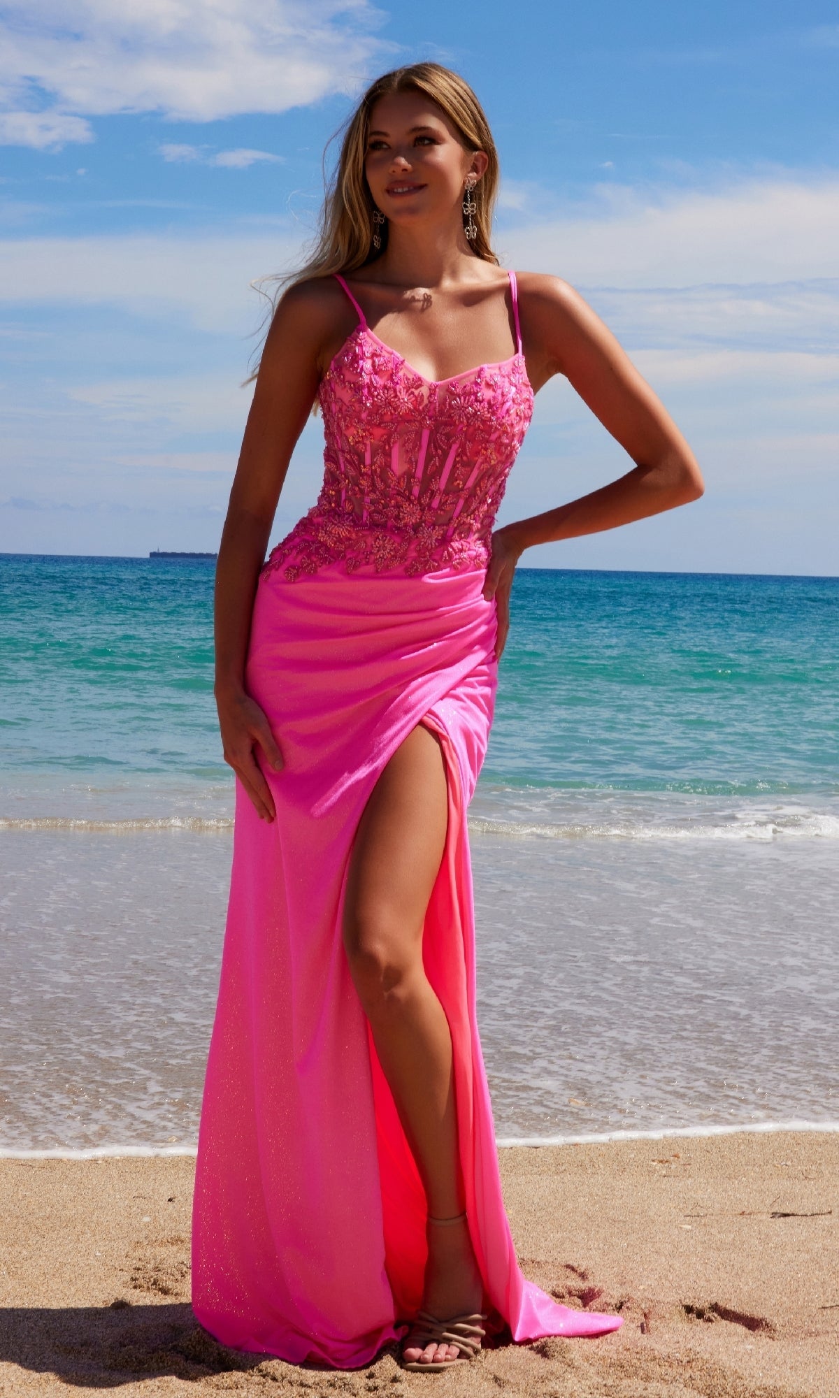 Long Prom Dress with Sheer Bodice by Nox Anabel H1670