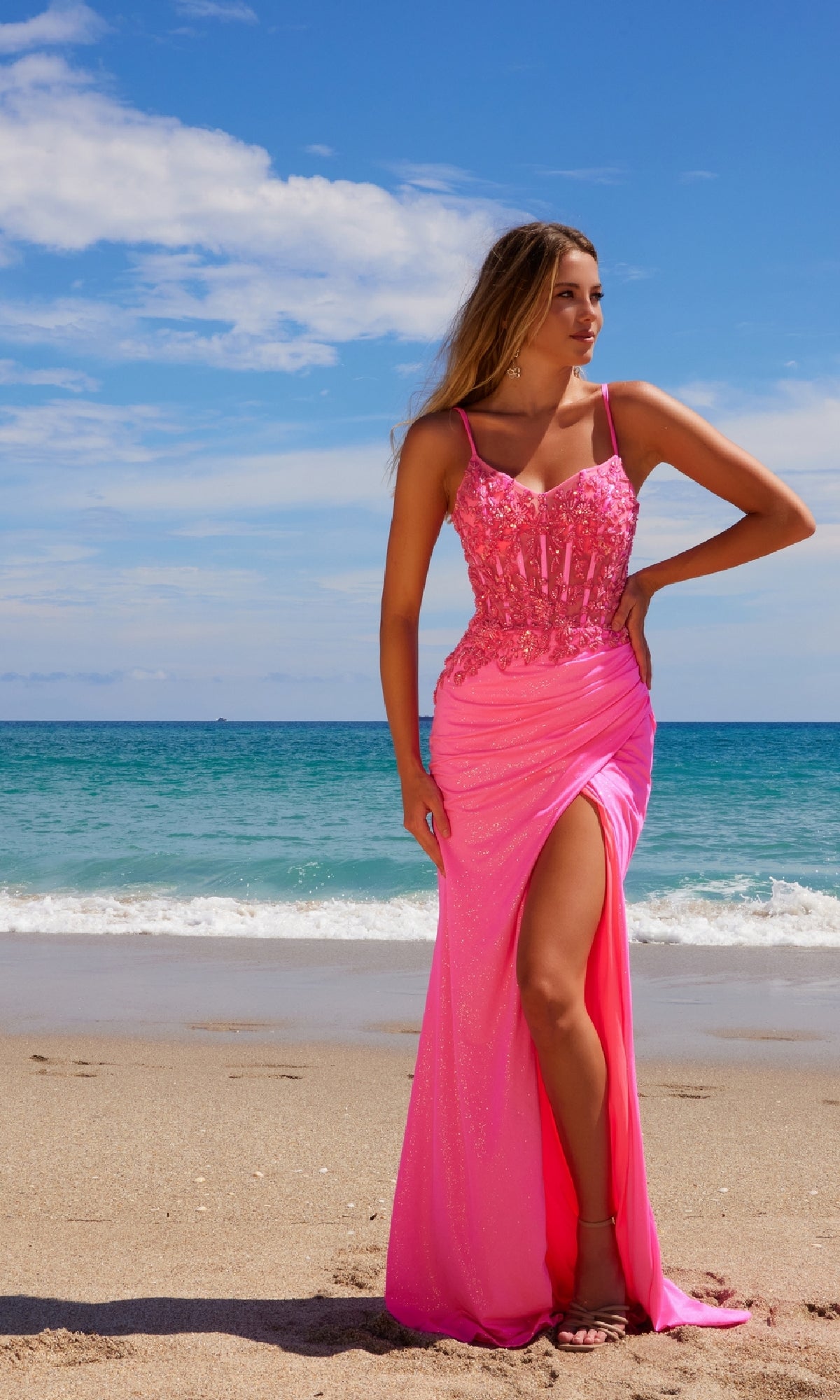 Long Prom Dress with Sheer Bodice by Nox Anabel H1670