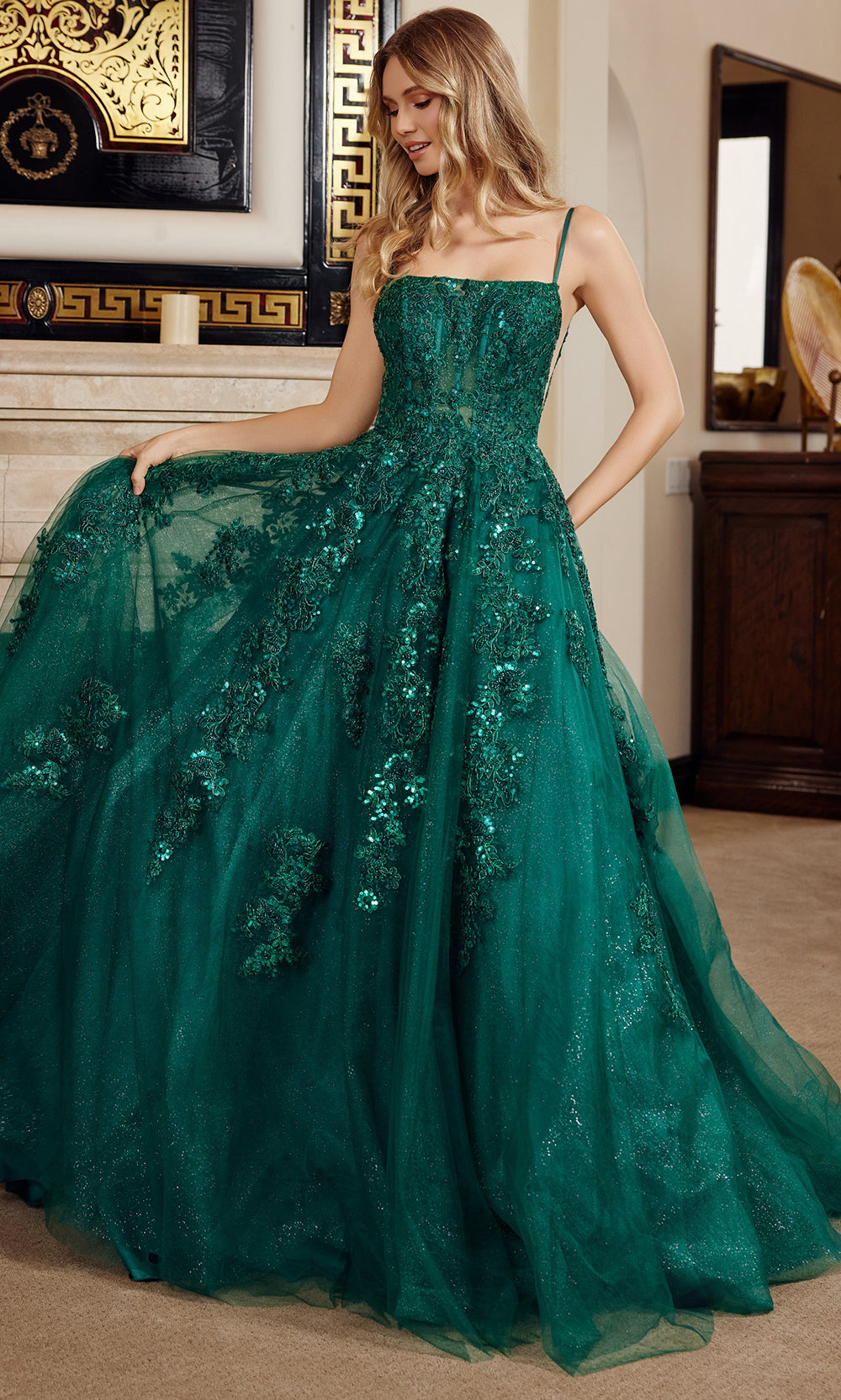 Nox Anabel H1880 Illusion Applique Ball Gown Long Evening Gown