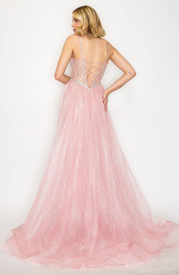 High Couture HC1002 Long Formal Beaded Overskirt Prom Dress
