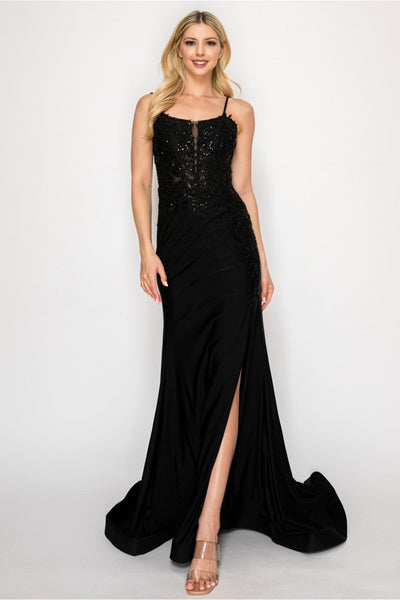 High Couture HC1007 Fitted Prom Long Formal Beaded Evening Gown