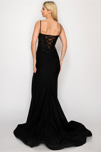 High Couture HC1007 Fitted Prom Long Formal Beaded Evening Gown