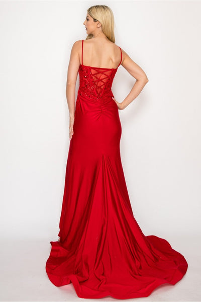 High Couture HC1007 Fitted Prom Long Formal Beaded Evening Gown
