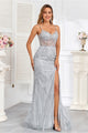 High Couture HC1008 Long Formal Glitter Print Corset Prom Dress