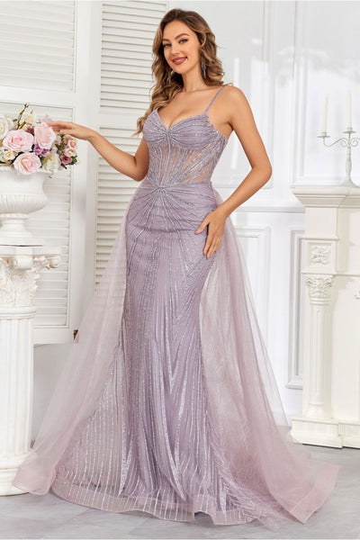 High Couture HC1009 Prom Fitted Long Formal Beaded Overskirt Evening Gown